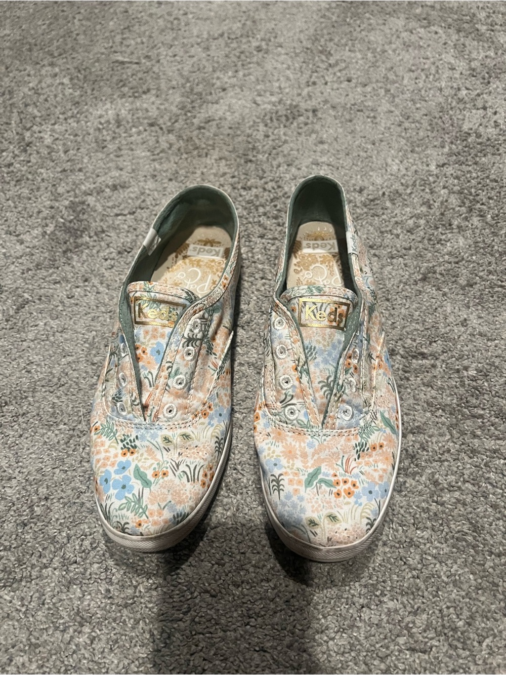 Keds Floral Slip-On Loafers in Blue, Orange, Green, Cream